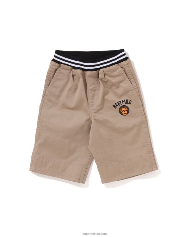 baby milo 1st camo shorts con puños niños A Bathing Ape 00RH1699 beige