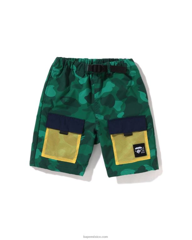 shorts con bolsillo de malla de camuflaje de color niños A Bathing Ape 00RH1596 Esmeralda