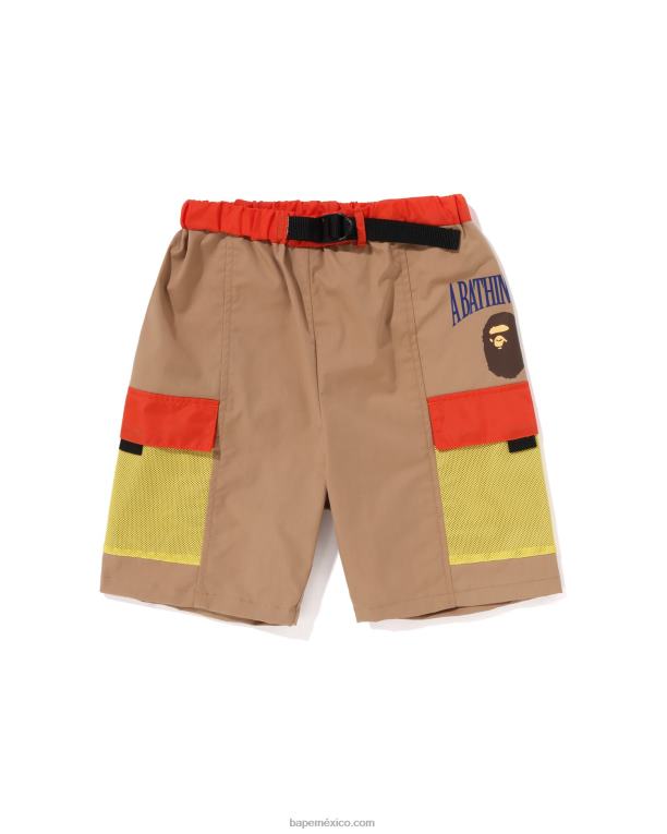 shorts de malla con bolsillo niños A Bathing Ape 00RH1310 beige