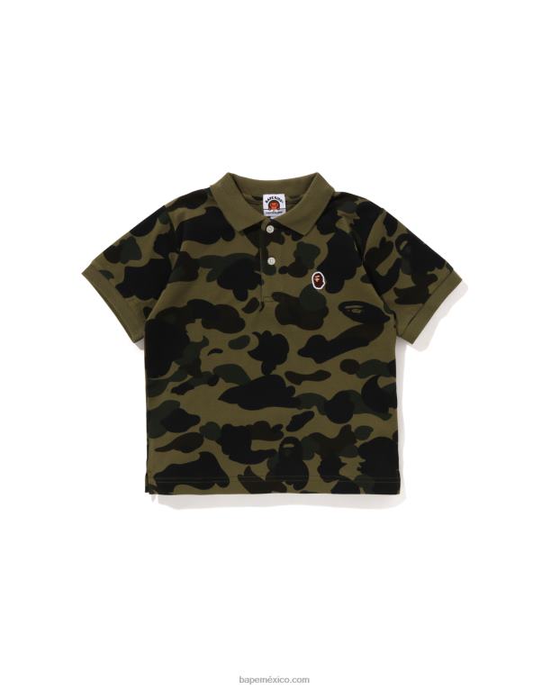 1er polo de camuflaje de un punto niños A Bathing Ape 00RH1304 ejercito verde
