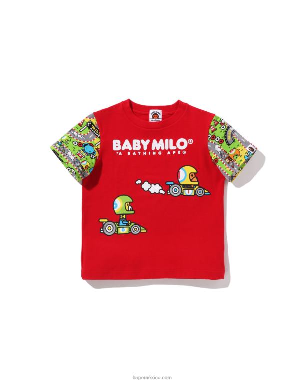 Camiseta Baby Milo Racing Friends niños A Bathing Ape 00RH1622 rojo brillante