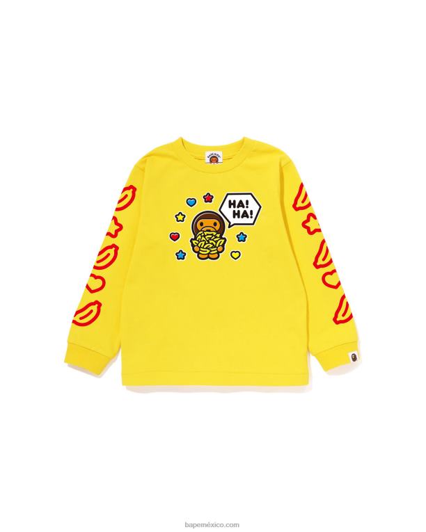 Camiseta con globo de diálogo Baby Milo n.º 1 niños A Bathing Ape 00RH1482 amarillo