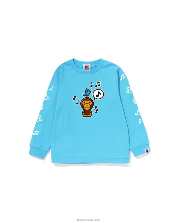 Camiseta con globo de diálogo Baby Milo n.º 2 niños A Bathing Ape 00RH1483 azul