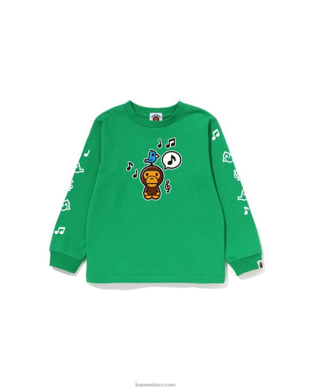 Camiseta con globo de diálogo Baby Milo n.º 2 niños A Bathing Ape 00RH1484 menta