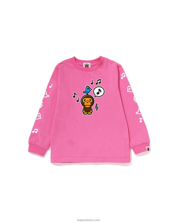 Camiseta con globo de diálogo Baby Milo n.º 2 niños A Bathing Ape 00RH1485 rosa