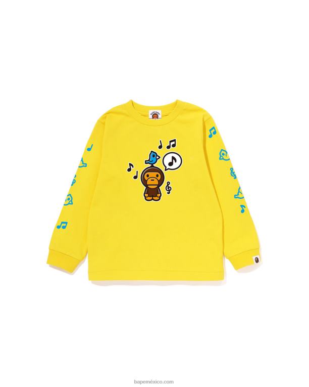 Camiseta con globo de diálogo Baby Milo n.º 2 niños A Bathing Ape 00RH1488 amarillo