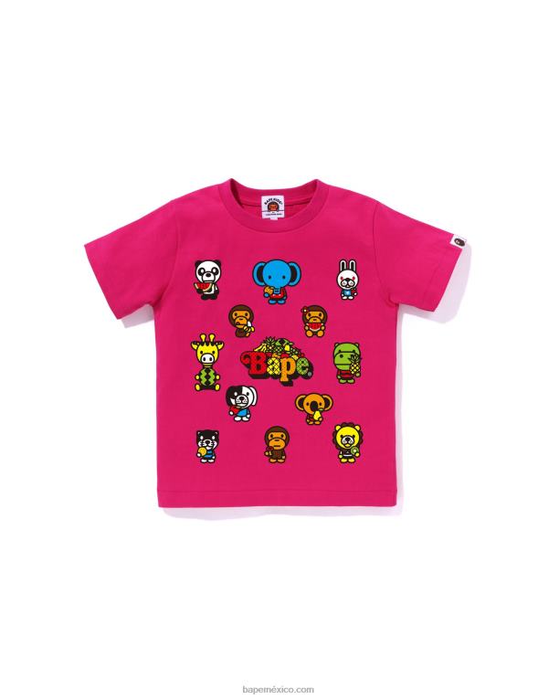 baby milo camiseta de frutas mixtas #1 niños A Bathing Ape 00RH1373 rosa carmín