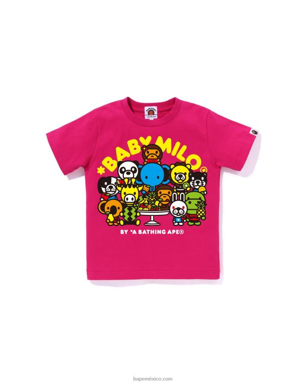 baby milo camiseta de frutas mixtas #2 niños A Bathing Ape 00RH1456 rosa
