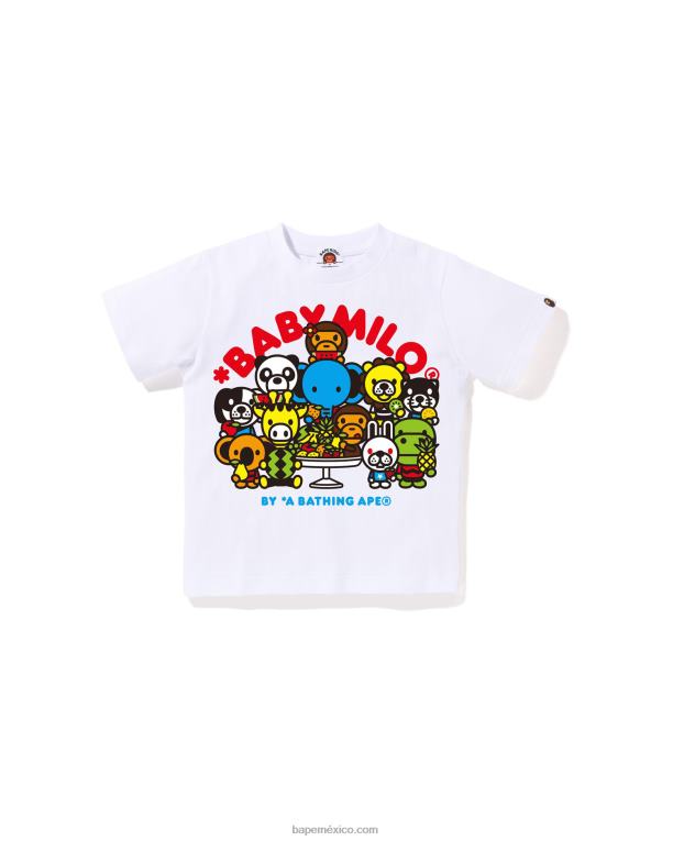 baby milo camiseta de frutas mixtas #2 niños A Bathing Ape 00RH1458 blanco