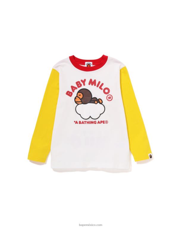 baby milo duerme en la camiseta de la nube niños A Bathing Ape 00RH1509 blanco