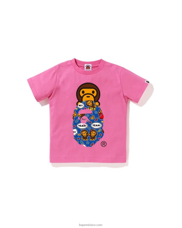 baby milo globo de diálogo milo en camiseta de cabeza niños A Bathing Ape 00RH1566 rosa