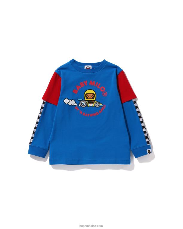 camiseta a capas baby milo racing niños A Bathing Ape 00RH1724 azul