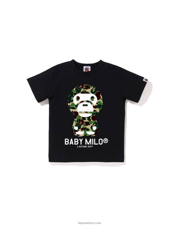 camiseta abc camuflaje bebé milo niños A Bathing Ape 00RH1270 negro