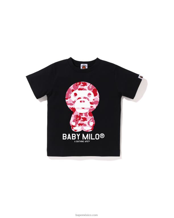 camiseta abc camuflaje bebé milo niños A Bathing Ape 00RH1271 negro
