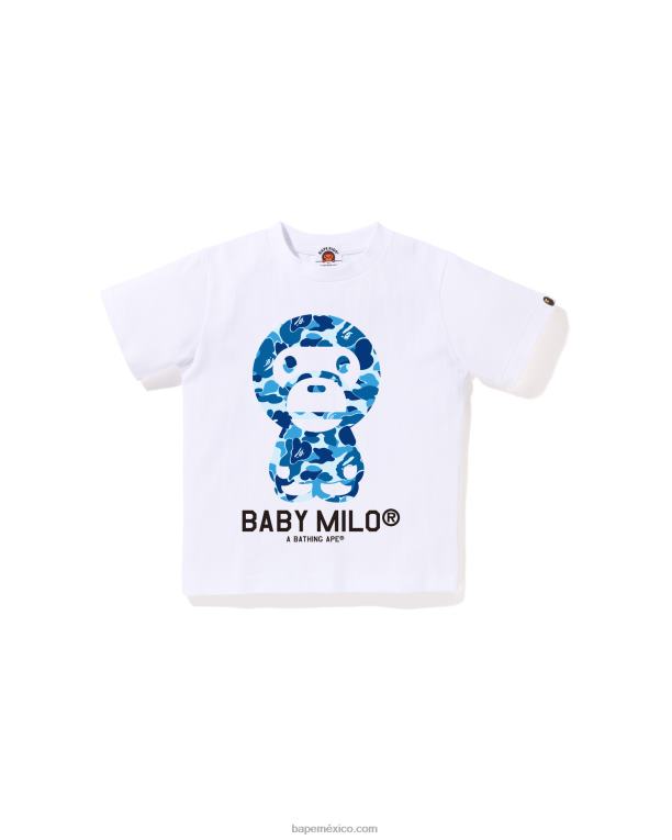 camiseta abc camuflaje bebé milo niños A Bathing Ape 00RH1272 blanco