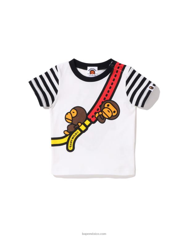 camiseta baby milo con estampado de un hombro niños A Bathing Ape 00RH1607 negro