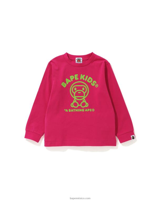 camiseta bebé milo alfombra niños A Bathing Ape 00RH1738 rosa carmín