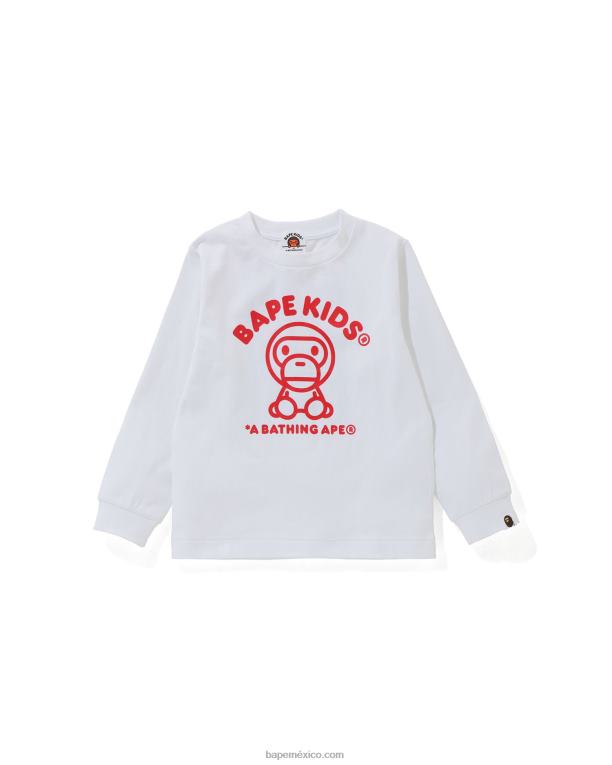 camiseta bebé milo alfombra niños A Bathing Ape 00RH1739 blanco