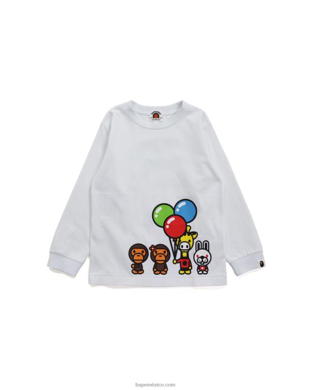camiseta bebé milo y amigos niños A Bathing Ape 00RH1776 blanco