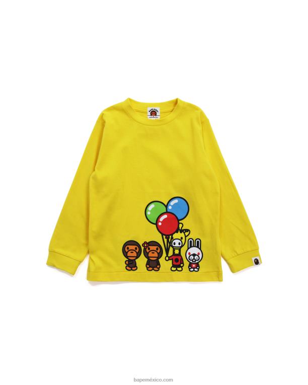 camiseta bebé milo y amigos niños A Bathing Ape 00RH1777 amarillo