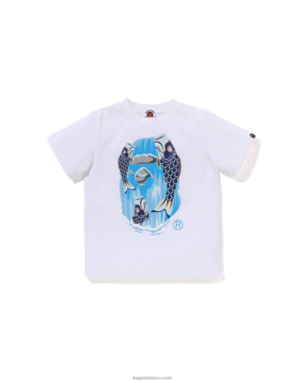 camiseta con cabeza de cascada koinobori niños A Bathing Ape 00RH1336 blanco