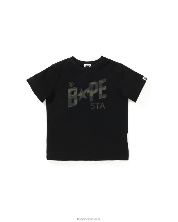 camiseta con el logo de camuflaje Reflect 1st niños A Bathing Ape 00RH1662 negro