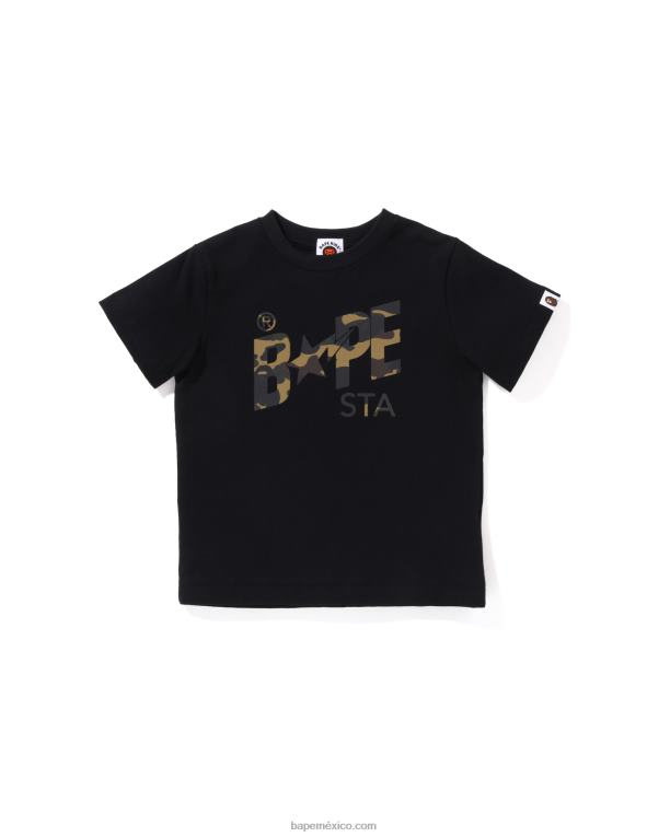 camiseta con el logo de camuflaje Reflect 1st niños A Bathing Ape 00RH1663 negro