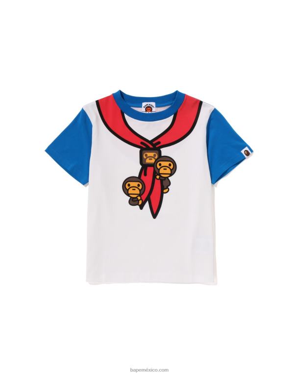 camiseta con estampado de jefe de boy scout de baby milo niños A Bathing Ape 00RH1378 azul