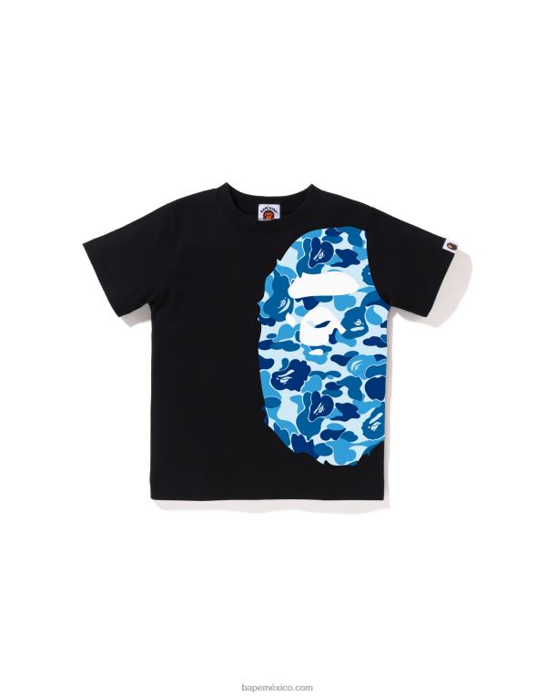 camiseta de cabeza grande con lado camuflado abc niños A Bathing Ape 00RH1289 negro