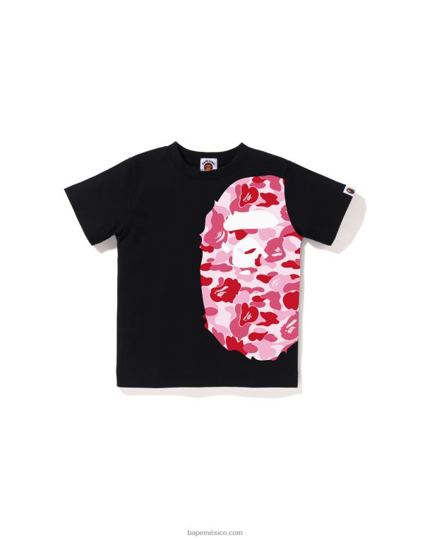 camiseta de cabeza grande con lado camuflado abc niños A Bathing Ape 00RH1291 negro