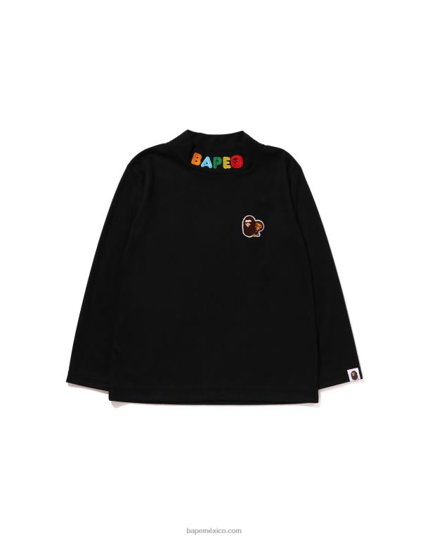 camiseta de cuello alto de un punto de head & milo niños A Bathing Ape 00RH1492 negro