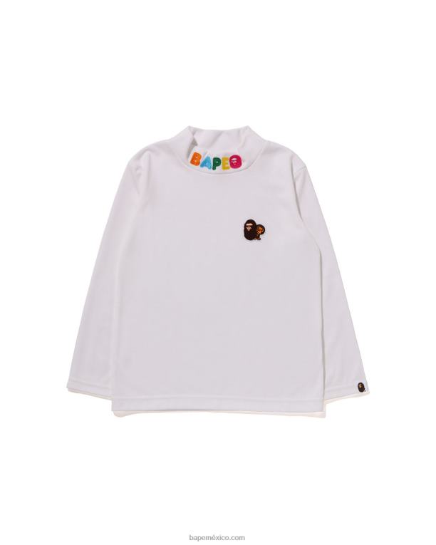 camiseta de cuello alto de un punto de head & milo niños A Bathing Ape 00RH1494 blanco