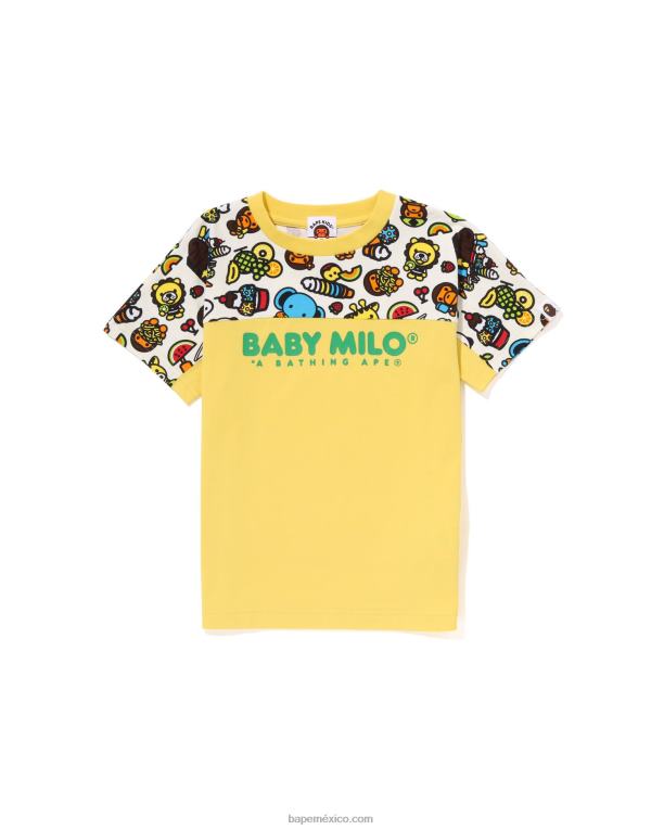 camiseta de frutas mixtas baby milo niños A Bathing Ape 00RH1423 amarillo