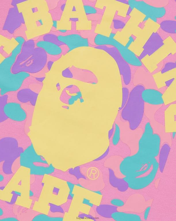 camiseta universitaria con volantes en capas niños A Bathing Ape 00RH1407 rosa