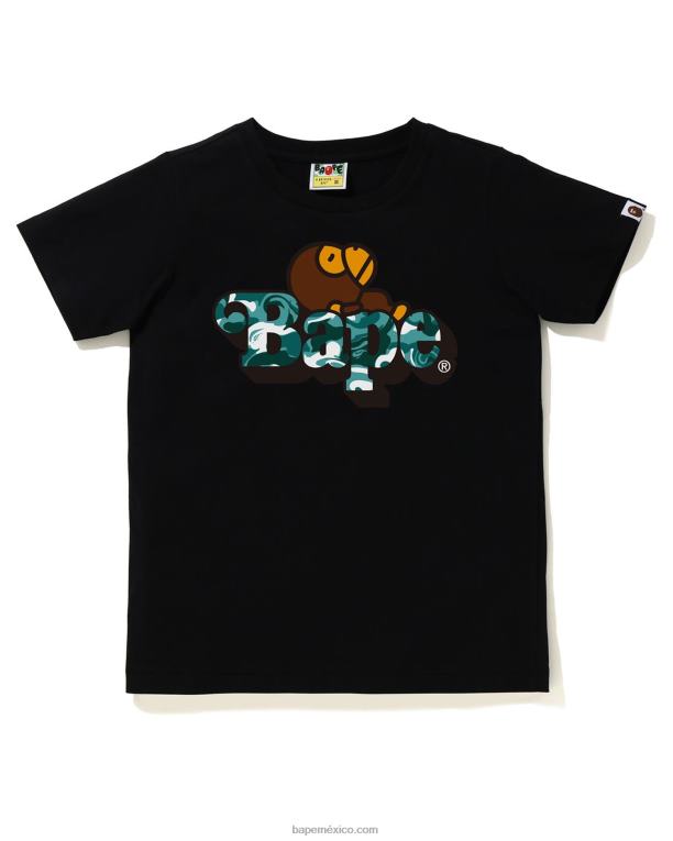 milo de camuflaje de mármol en la camiseta niños A Bathing Ape 00RH1710 negro