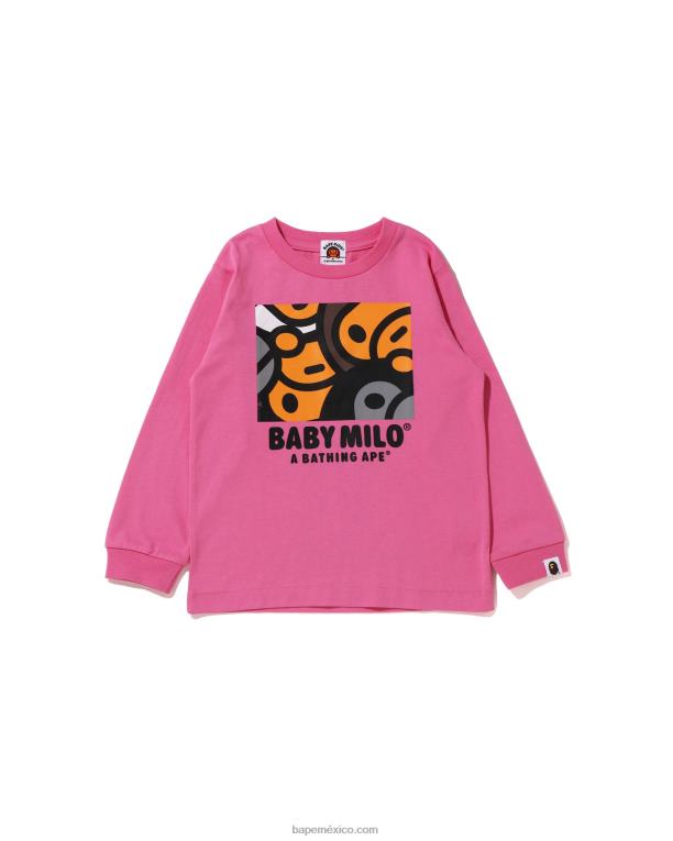 toda la camiseta de la mezcla del bebé milo niños A Bathing Ape 00RH1516 rosa carmín