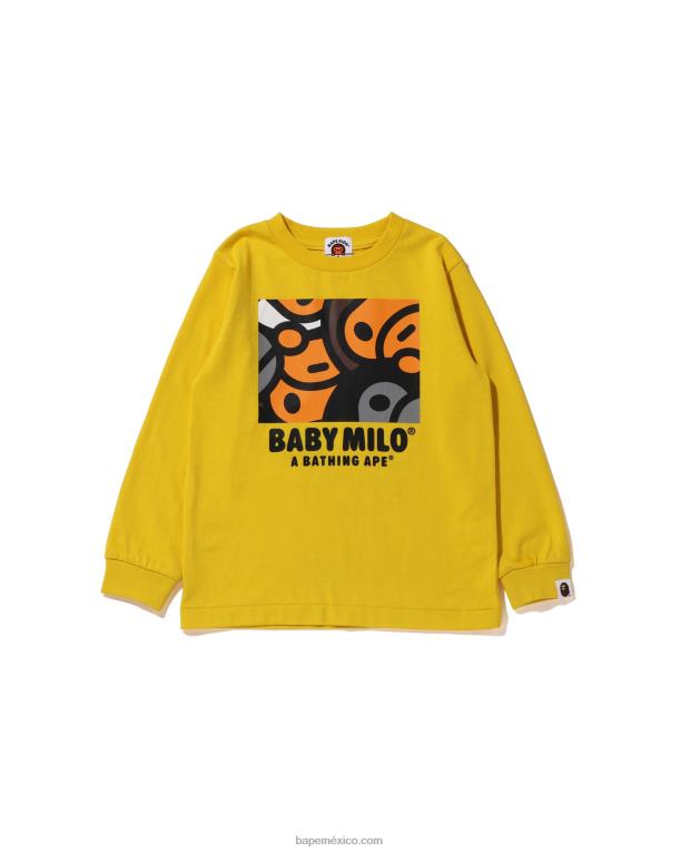 toda la camiseta de la mezcla del bebé milo niños A Bathing Ape 00RH1517 amarillo empañado