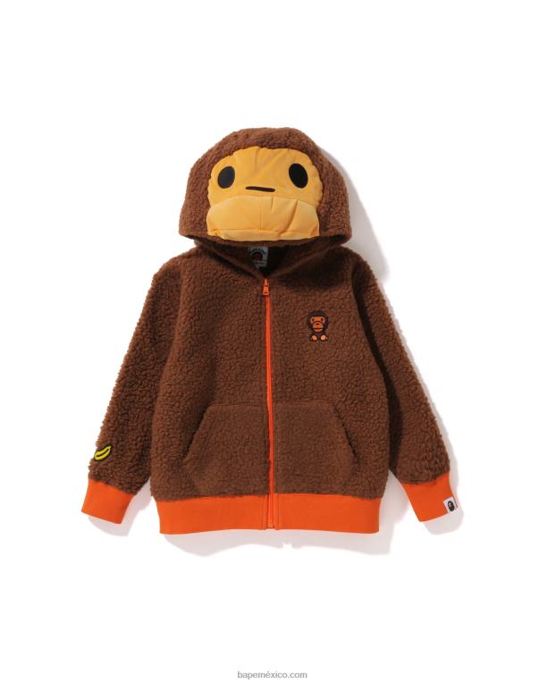 chamarra de felpa baby milo boa niños A Bathing Ape 00RH1778 marrón