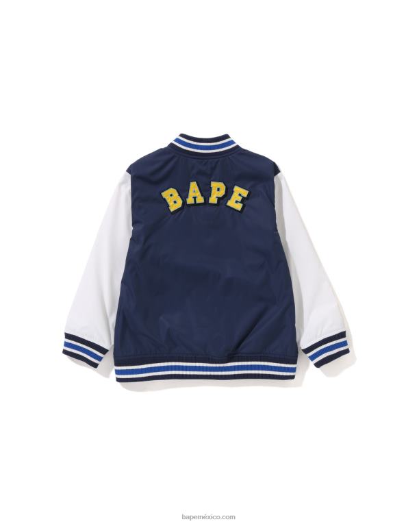 chaqueta universitaria con parche de head b niños A Bathing Ape 00RH1447 Azul marino