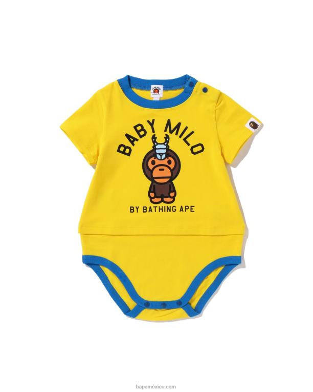 baby milo body a capas con escarabajo ciervo niños A Bathing Ape 00RH1616 amarillo