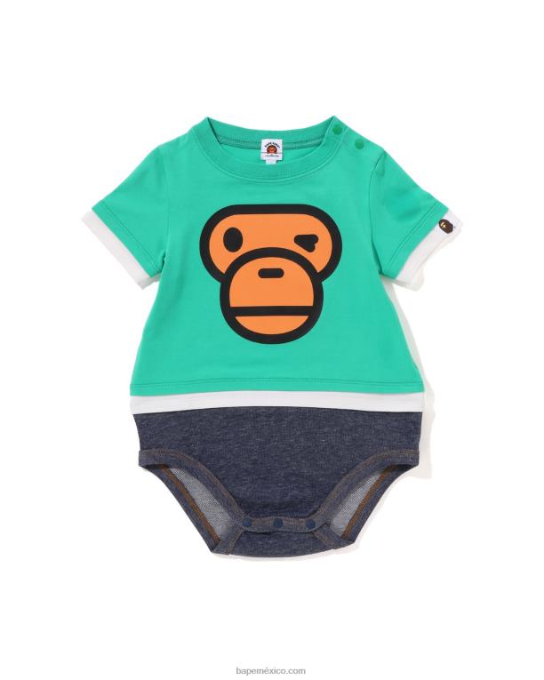 body a capas con cara de milo niños A Bathing Ape 00RH1701 verde claro