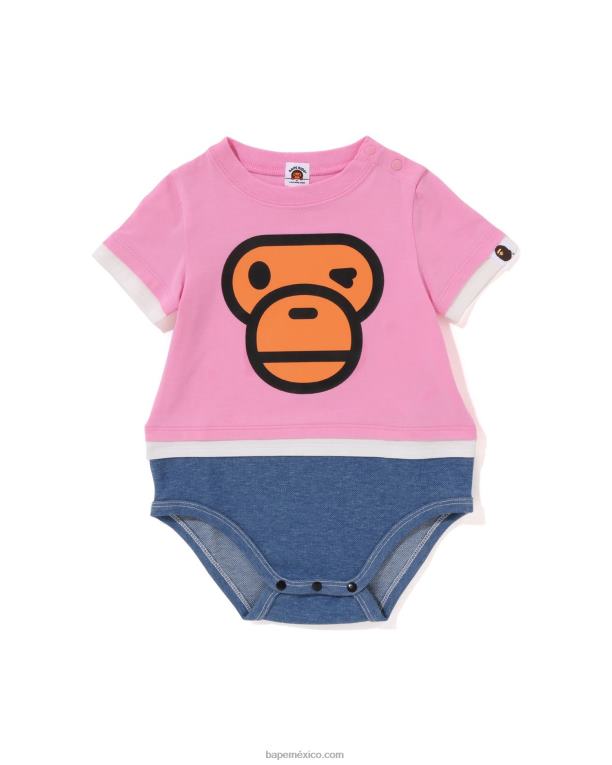 body a capas con cara de milo niños A Bathing Ape 00RH1702 rosa