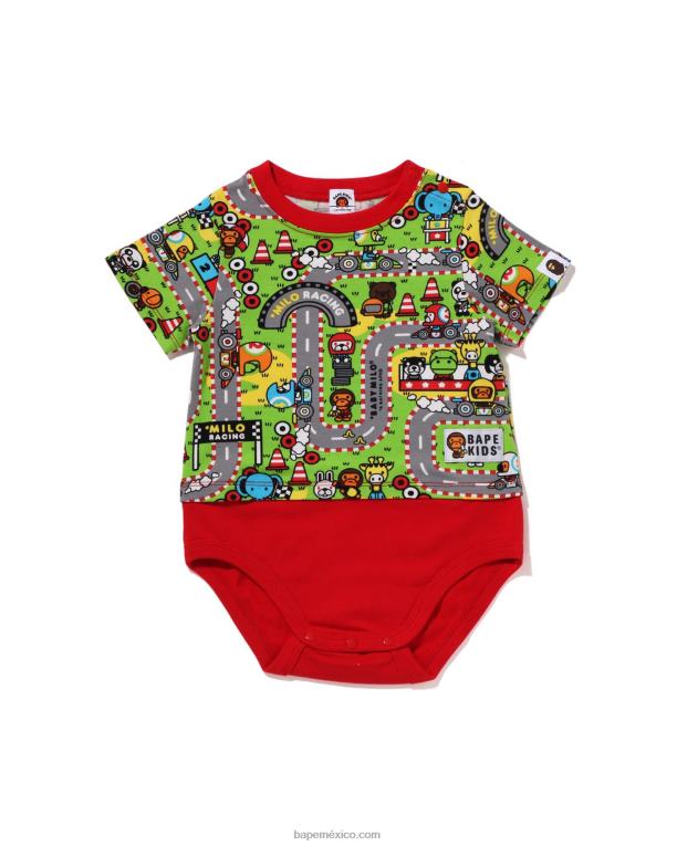 body bebe milo racing niños A Bathing Ape 00RH1612 rojo brillante