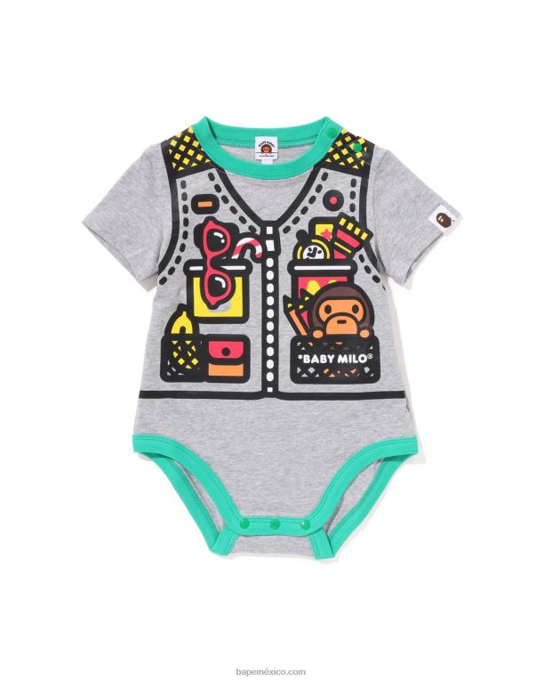body con estampado de chaleco baby milo niños A Bathing Ape 00RH1377 gris