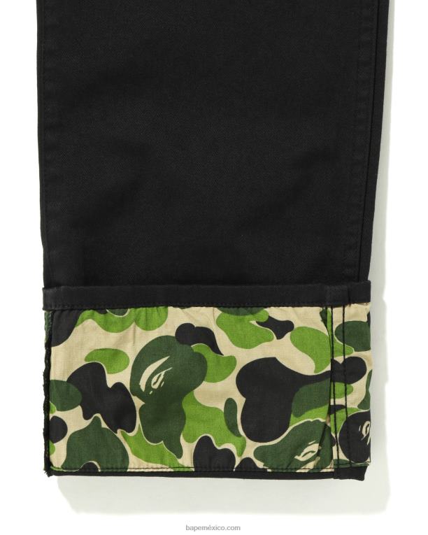 abc pantalones de camuflaje con puños jr niños A Bathing Ape 00RH1683 negro
