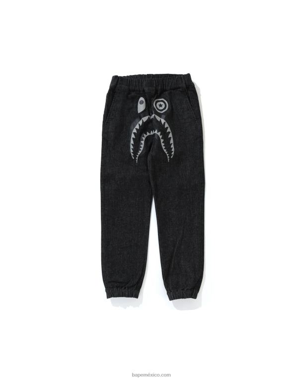 joggers de mezclilla tiburón niños A Bathing Ape 00RH1793 negro