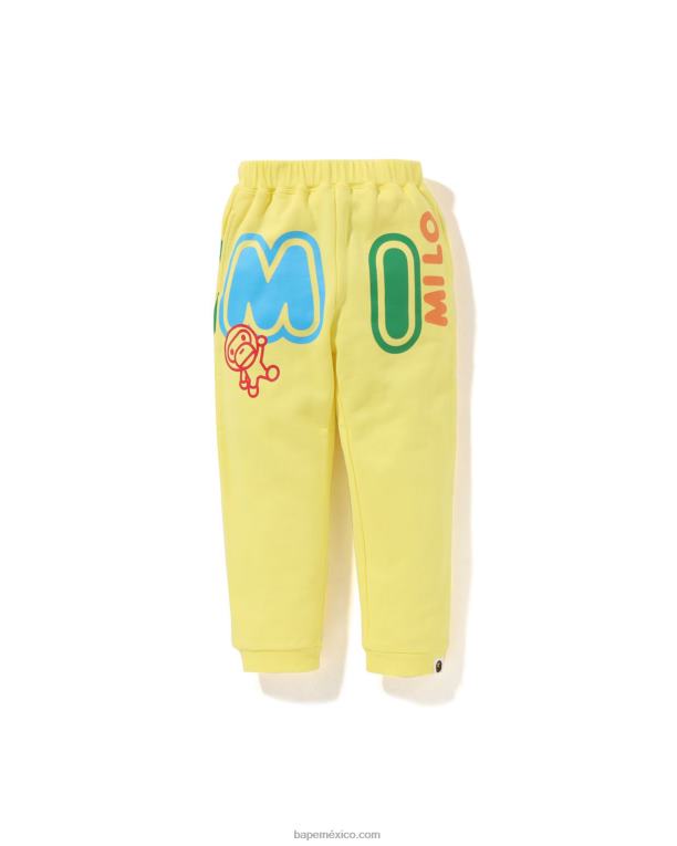 pantalones de chándal con letras baby milo niños A Bathing Ape 00RH1356 amarillo