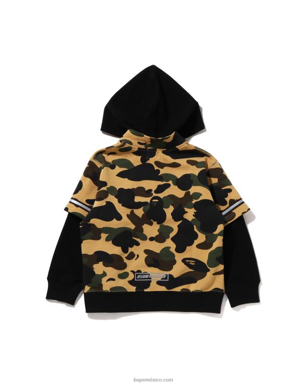 1st camo racing sudadera con capucha a capas niños A Bathing Ape 00RH1669 amarillo
