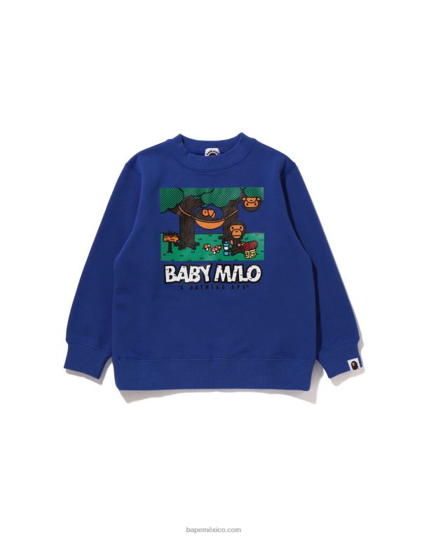 baby milo camuflaje hamaca cuello redondo niños A Bathing Ape 00RH1352 azul
