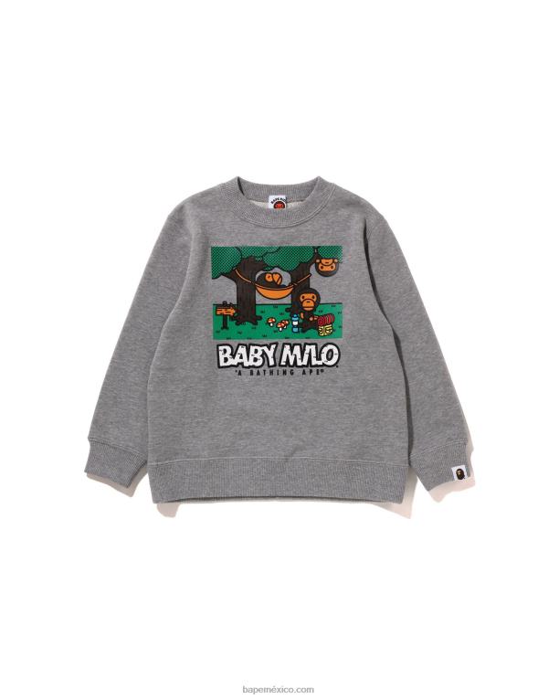 baby milo camuflaje hamaca cuello redondo niños A Bathing Ape 00RH1353 gris